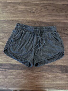 Dolphin Shorts with Pockets and Drawstring in Dark Charcoal Gray